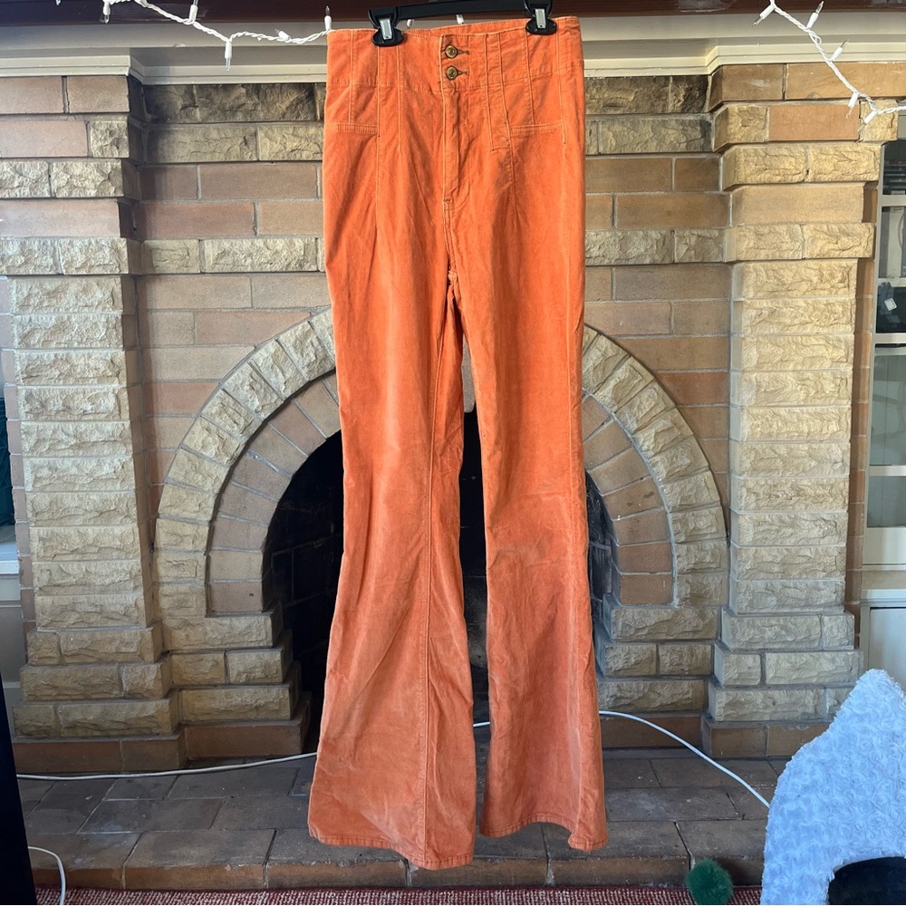 FREE PEOPLE ORANGE BELL BOTTOM PANTS